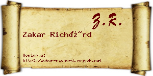 Zakar Richárd névjegykártya